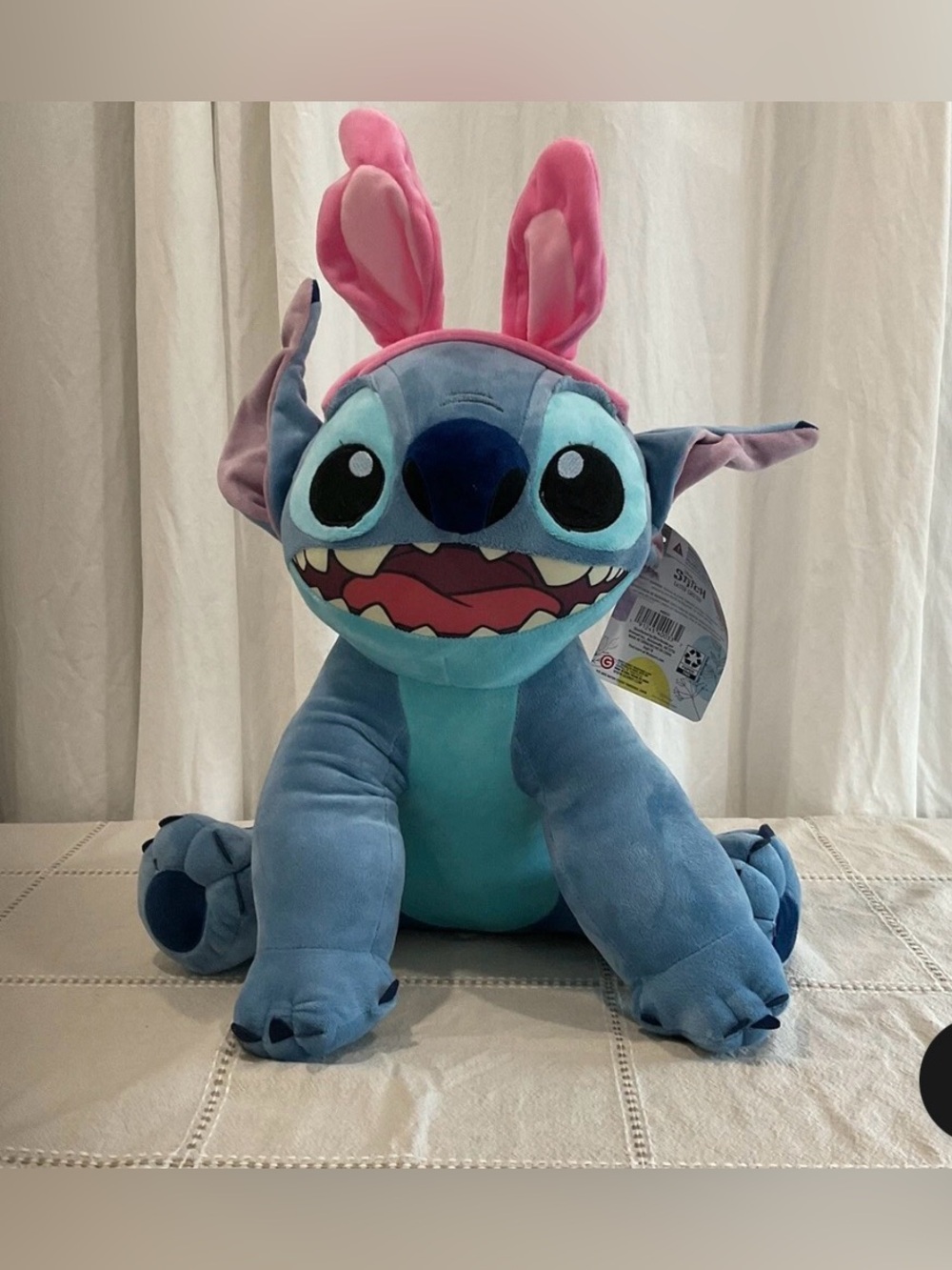 Disney Stitch Plush Toy with Pink Bunny Ears 20inch